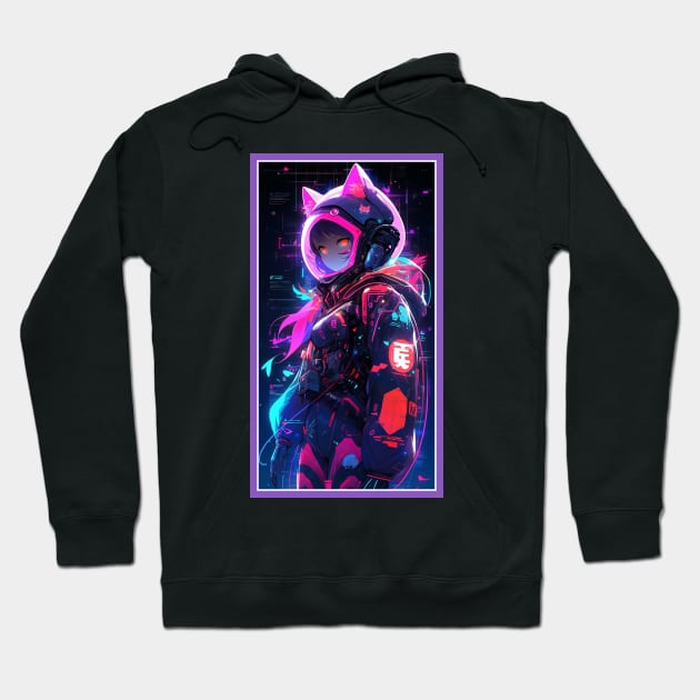 Anime Cute Cat Girl | Sci-Fi Manga Girl Anime Art Hoodie by AlNoah